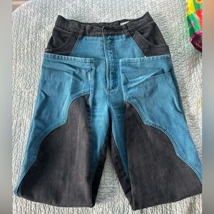 Two-Tone High Wasted Blue and Black Jeans